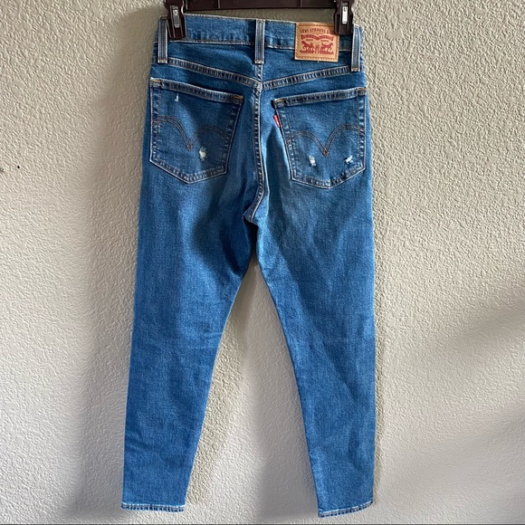 Levi’s Wedgie Skinny Jeans 26 distressed button fly high rise medium wash - Picture 5 of 12